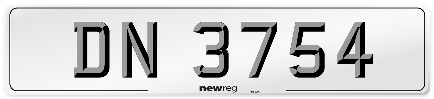 DN 3754 Number Plate from New Reg